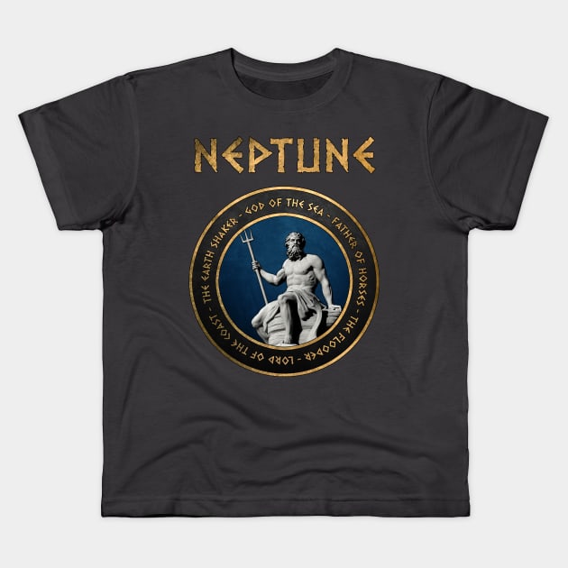 Neptune Ancient Roman Sea God Symbol Kids T-Shirt by AgemaApparel